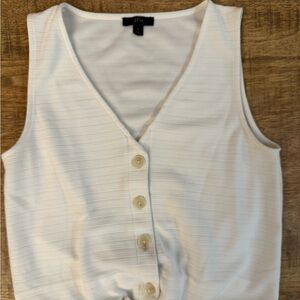 J. Crew Ivory Button-Front Tank Top-Small